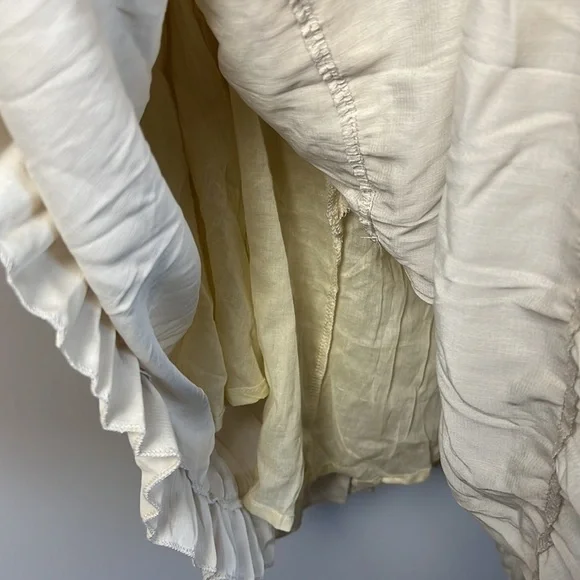 Beige Deep V Neck Ruffle Long Sleeve Floral Print Mini Dress Size XL - Picture 12 of 13